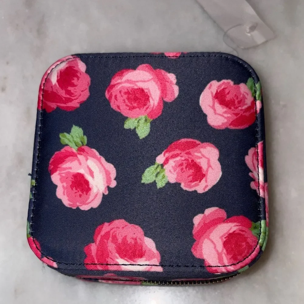 LOFT Floral Travel Jewelry Organizer Case Blue Pink NWT